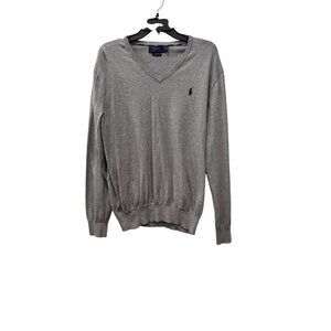 Polo Ralph Lauren Men's Size L Grey V-Neck Sweater Pima Cotton